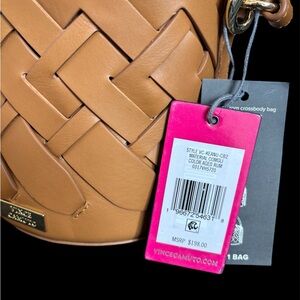 Vince Camuto Leather Tan Woven Crossbody Bag